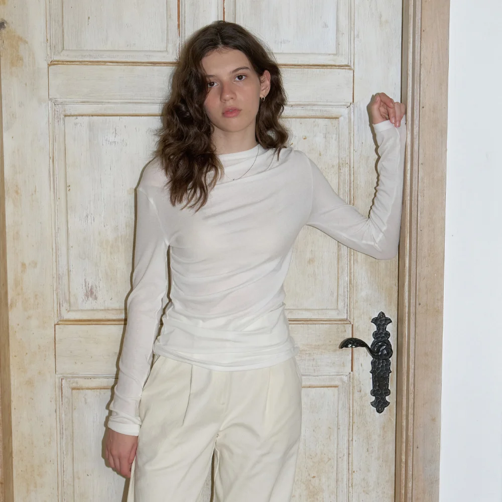 Orrin shirring t-shirt (ivory)