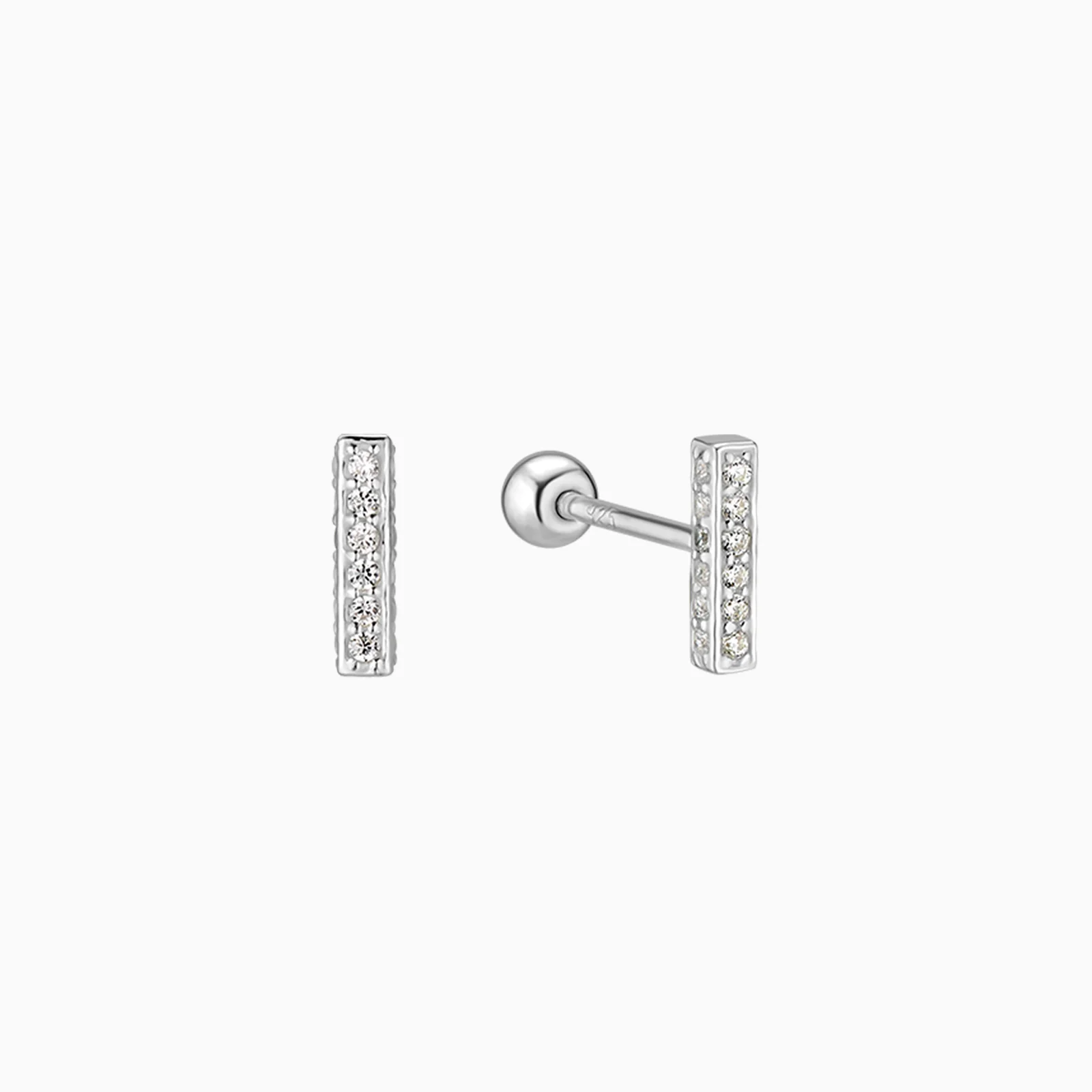 Crystal Square Bar Stud Earring (silver925)