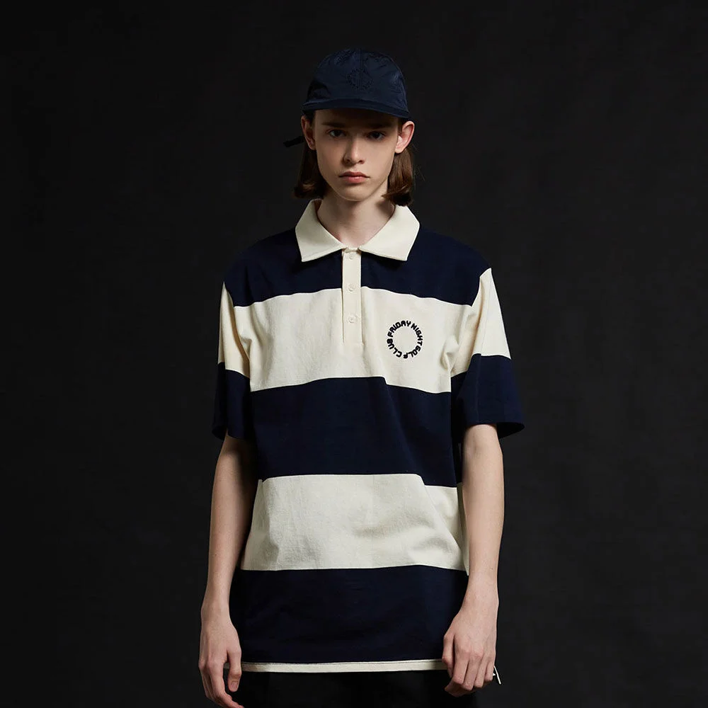 LOOSE FIT STRIPE SHORT SLEEVE POLO TEE_MEN(NAVY)