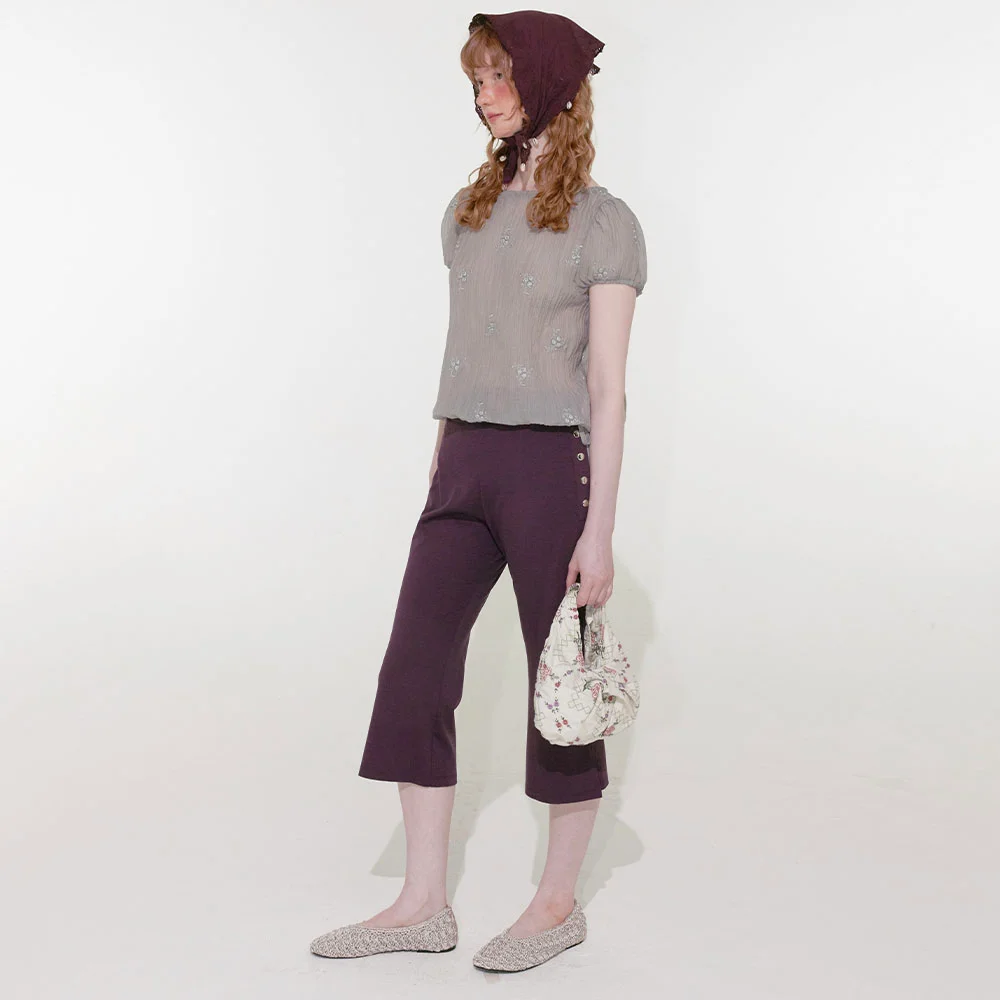 Button Capri Pants (Purple)
