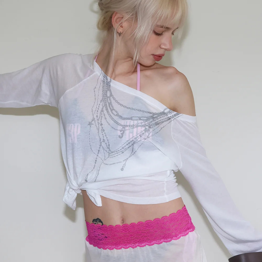 SHEER NECKLACE OFF-SHOULDER TOP_WHITE