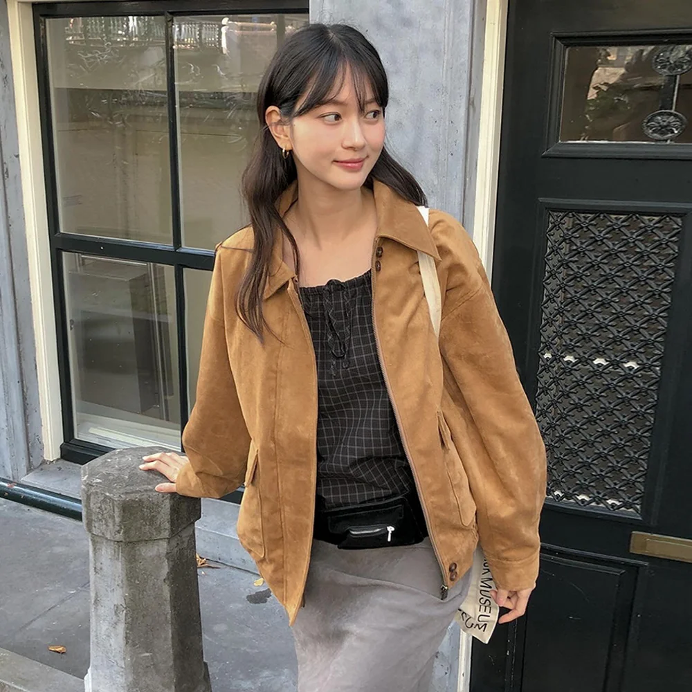 Blow Suede bomber Jumper - camel