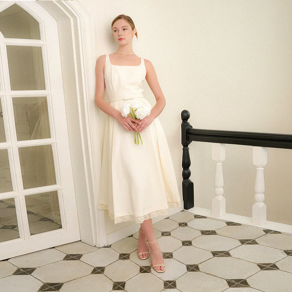 Lace Layered Flare Dress / Ivory(2color)