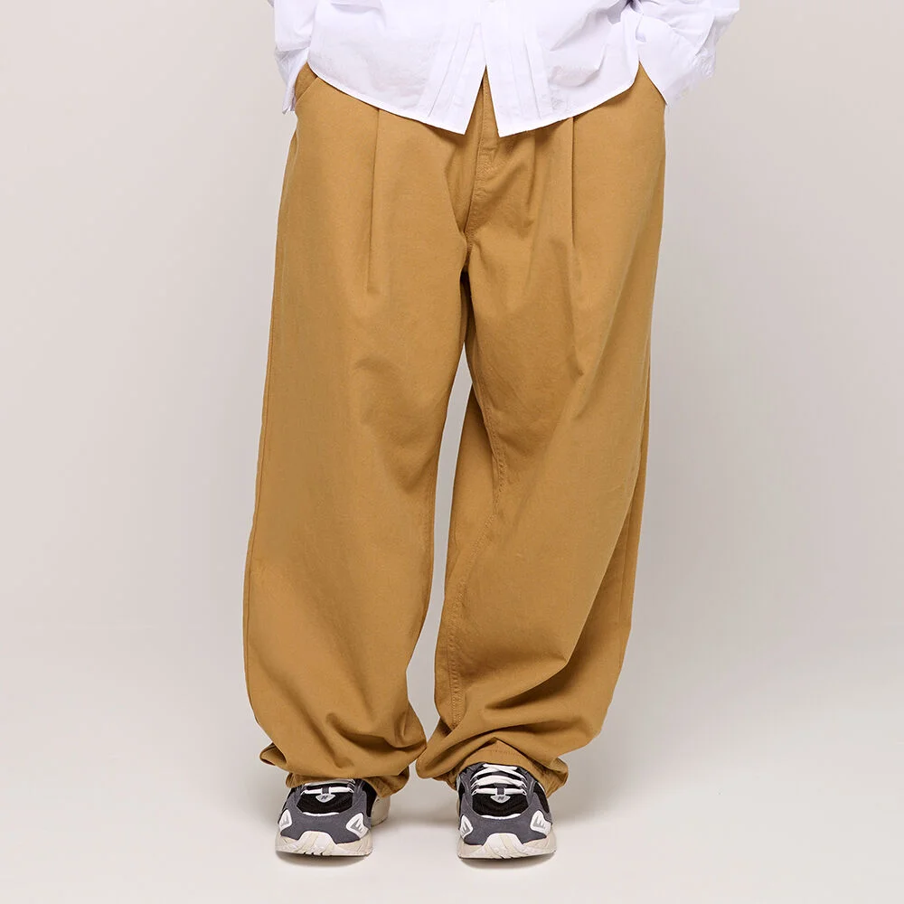 CB PINTUCK WIDE DENIM PANTS (CAMEL)