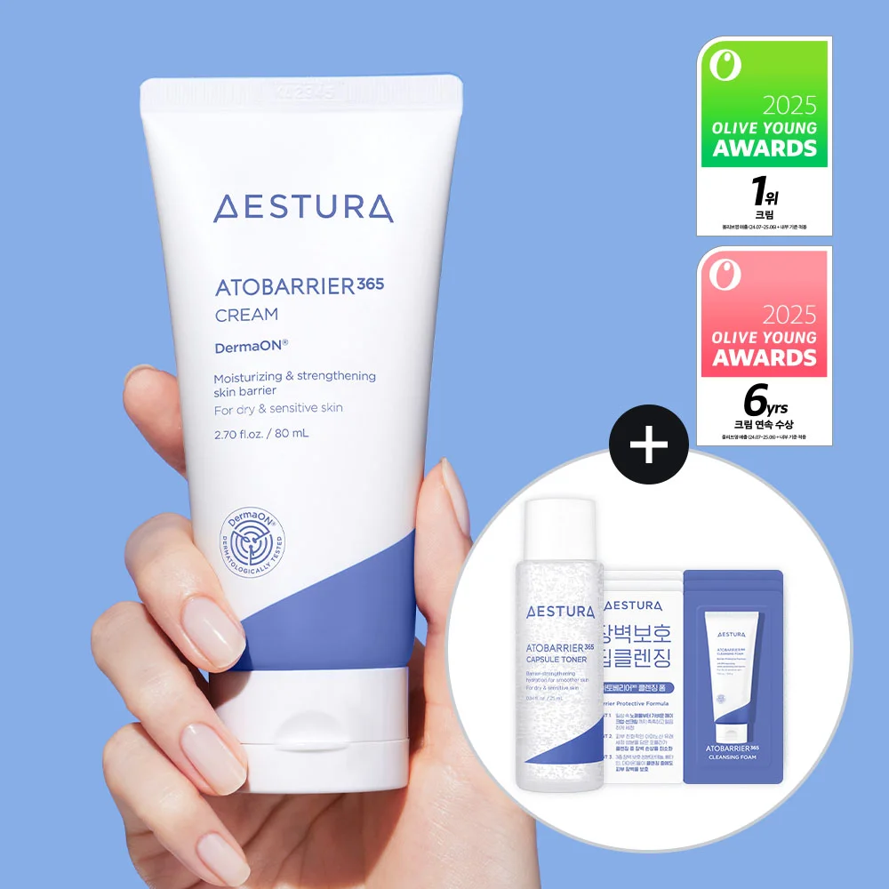 AESTURA Atobarrier365 奶油 80ml 套裝(+爽膚水25ml+潔面泡沫3g*3EA)