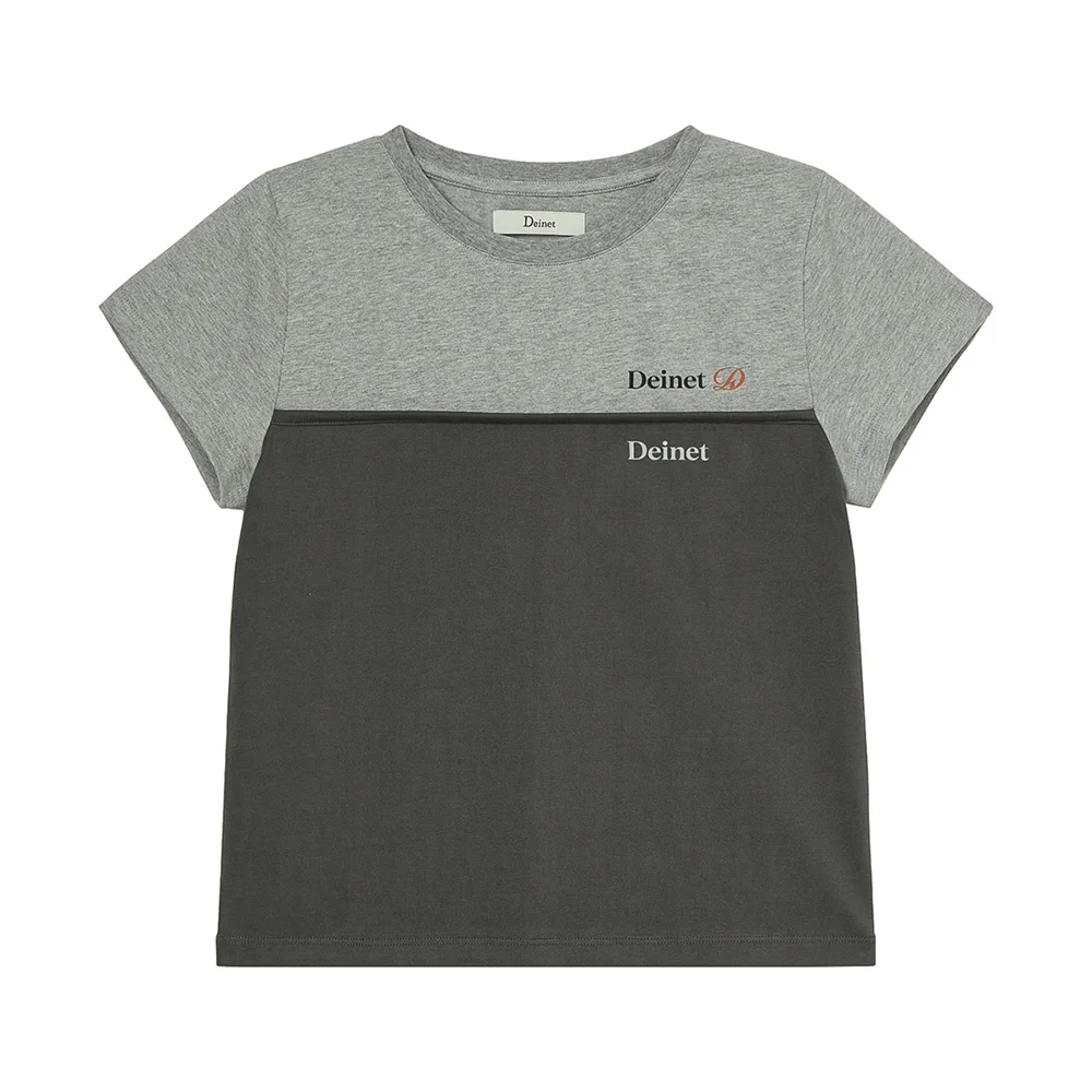 LAYERED CONTRAST T-SHIRT IN MELANGE GREY
