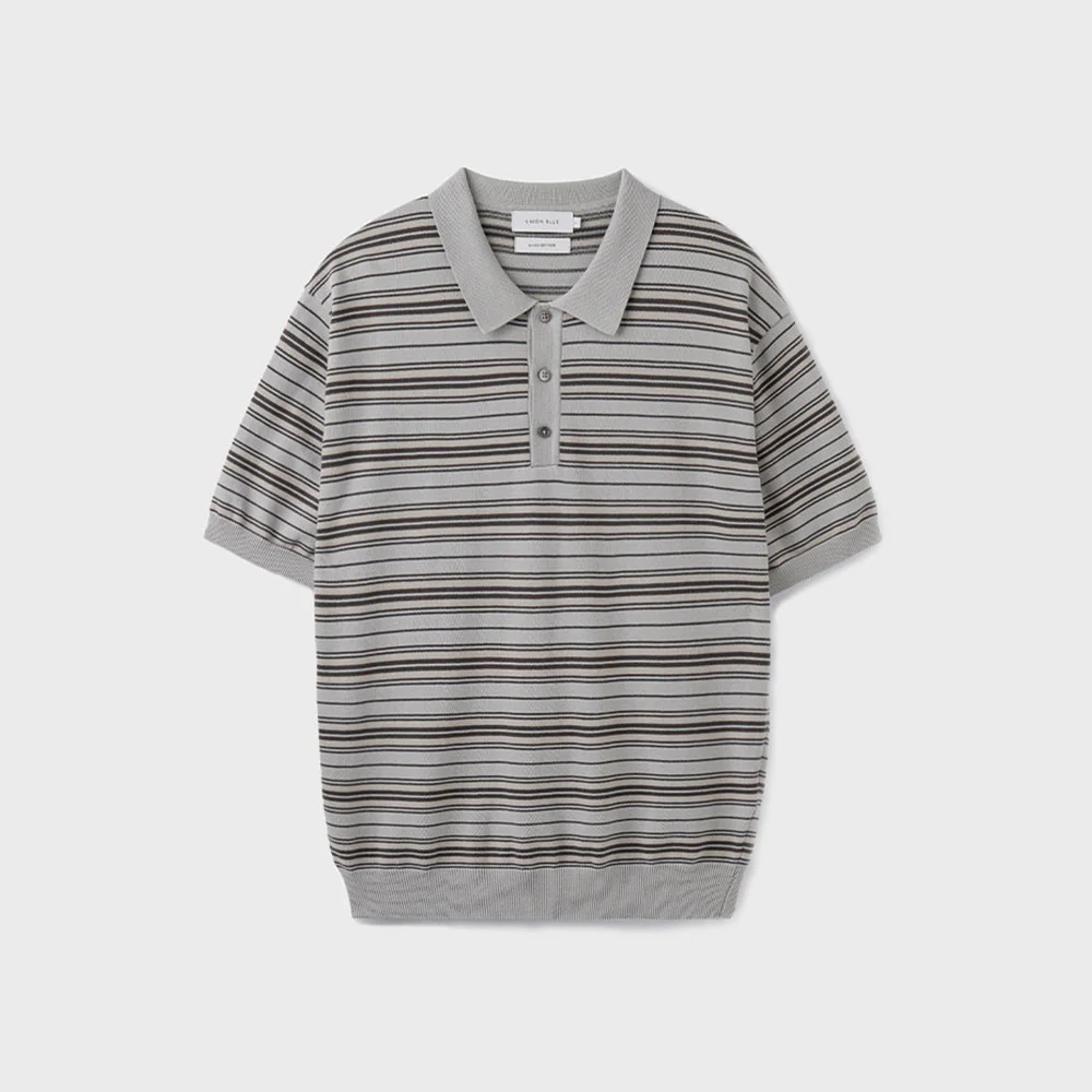 HARD TWIST GATHERWELL STRIPE POLO KNIT