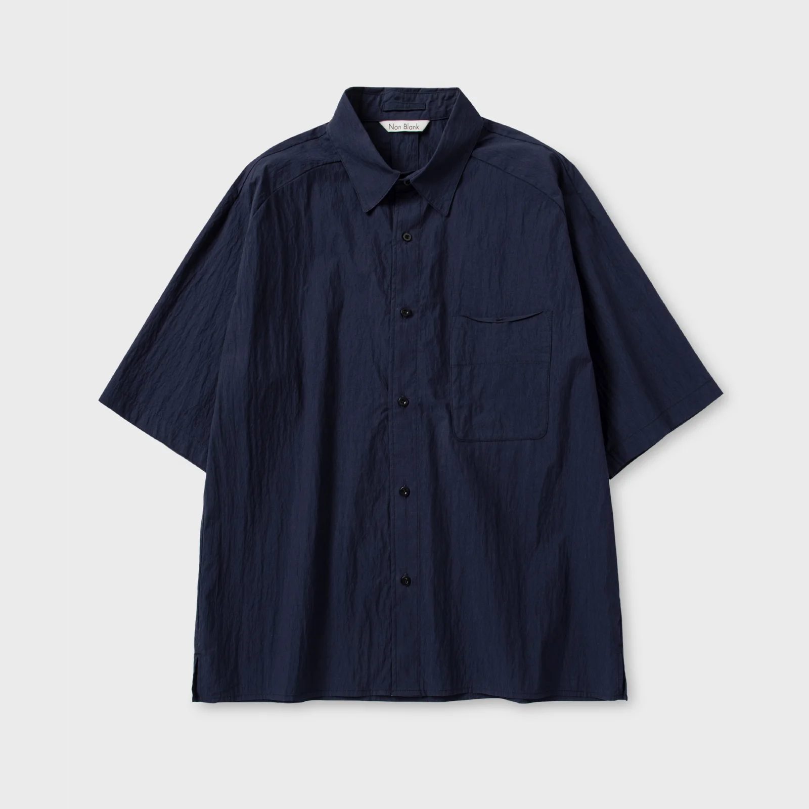 自然 皺褶 半 衣袖 襯衫 2 _DARK NAVY