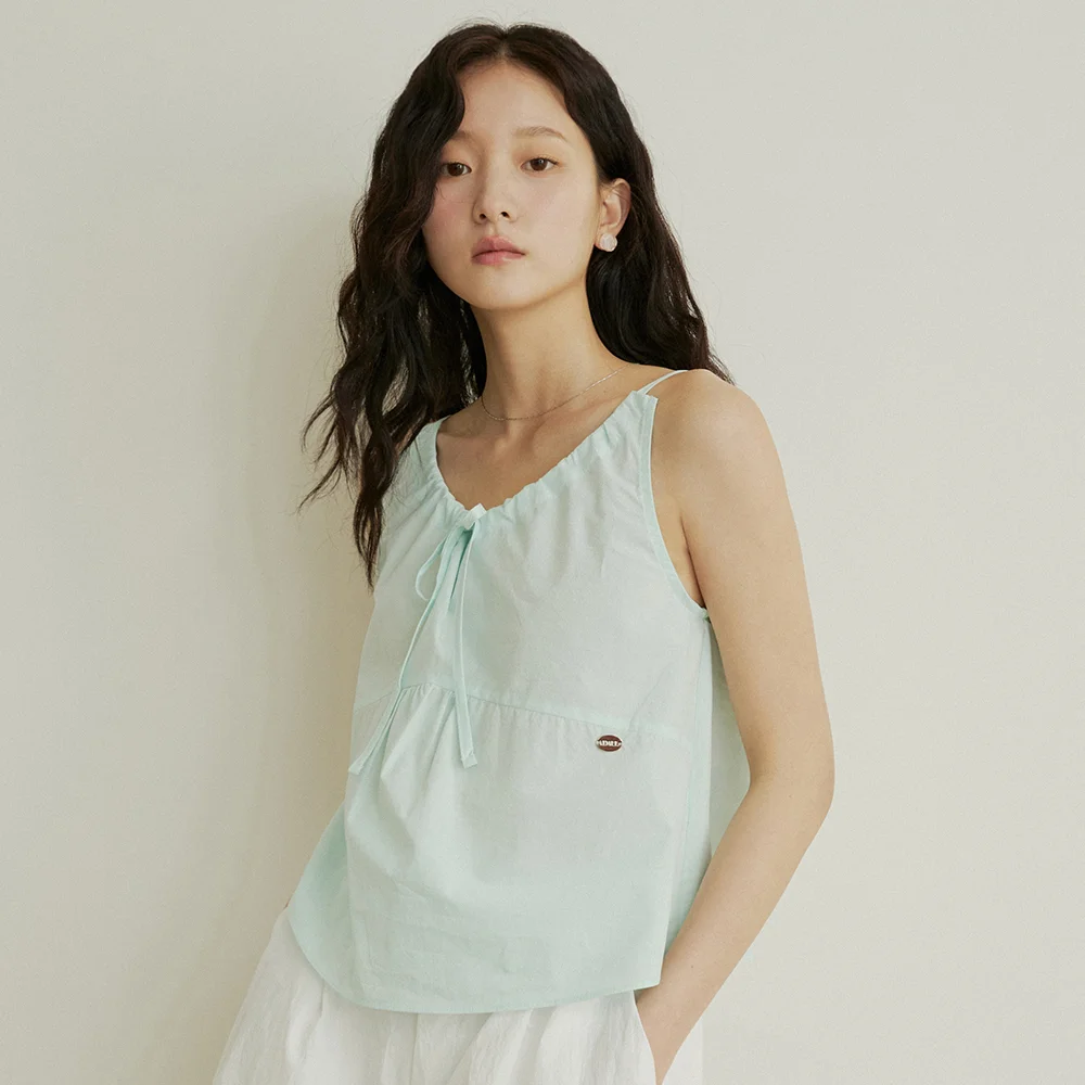 Tunnel string sleeveless blouse - mint