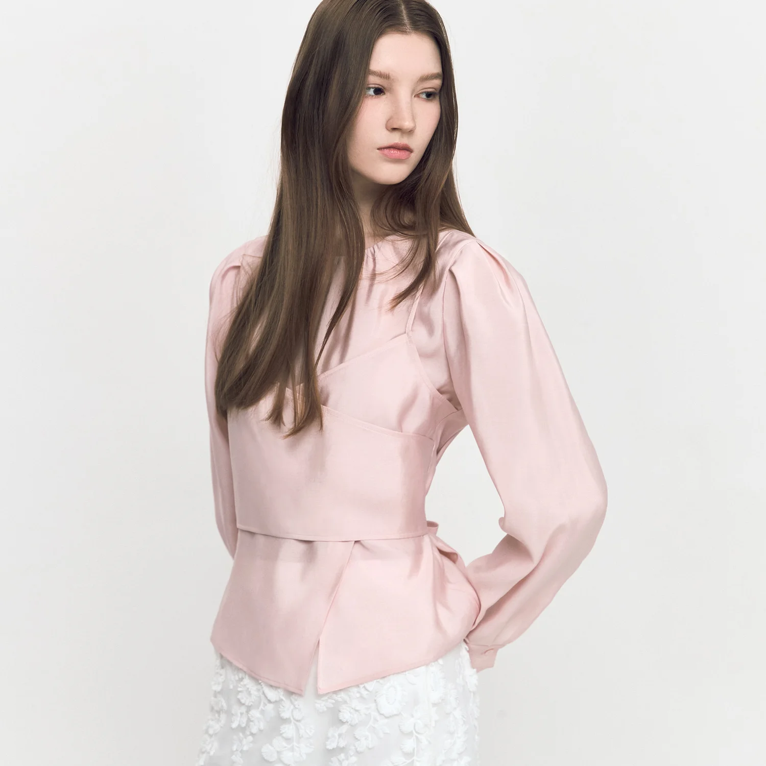 Layered bustier 2 in 1 Blouse PINK