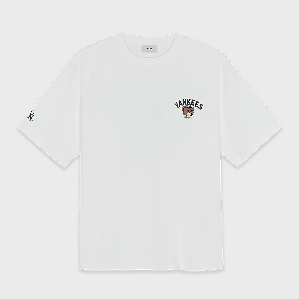 巨型熊 背後圖案 寬鬆版型 短袖 T恤 NY (White)