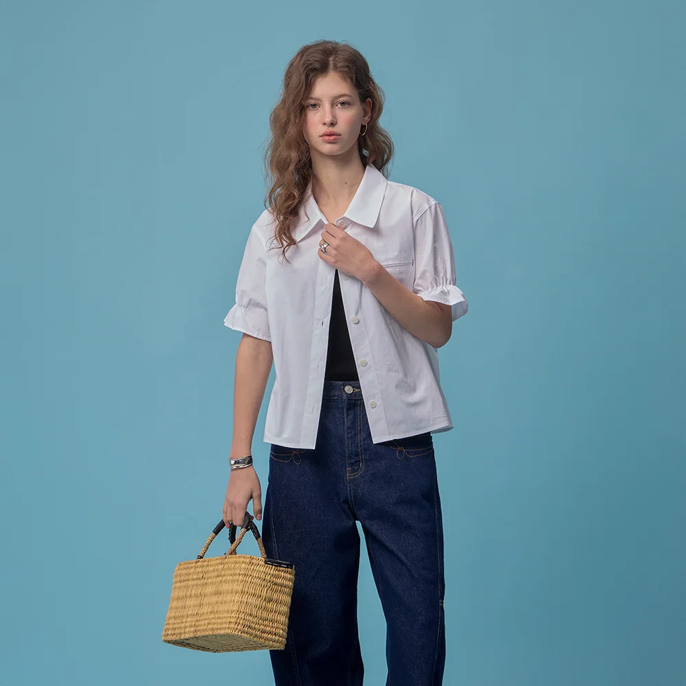 Baker Puff Half Shirt (Powder White)