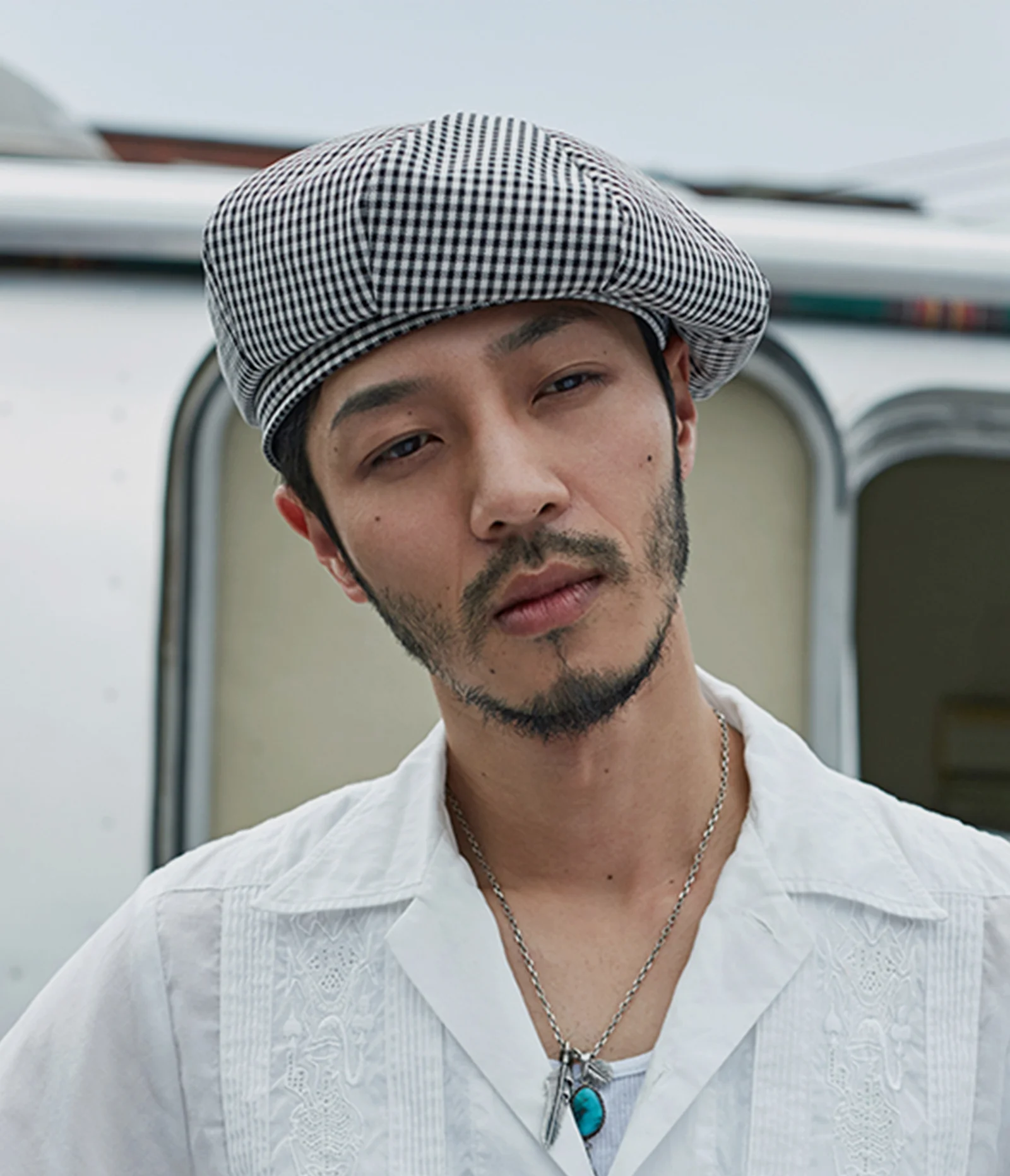 (Rayon gingham check 3pack) - octangle beret