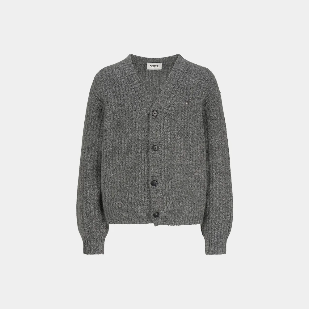 (M) FINE WOOL KNIT CARDIGAN - LIGHT GRAY