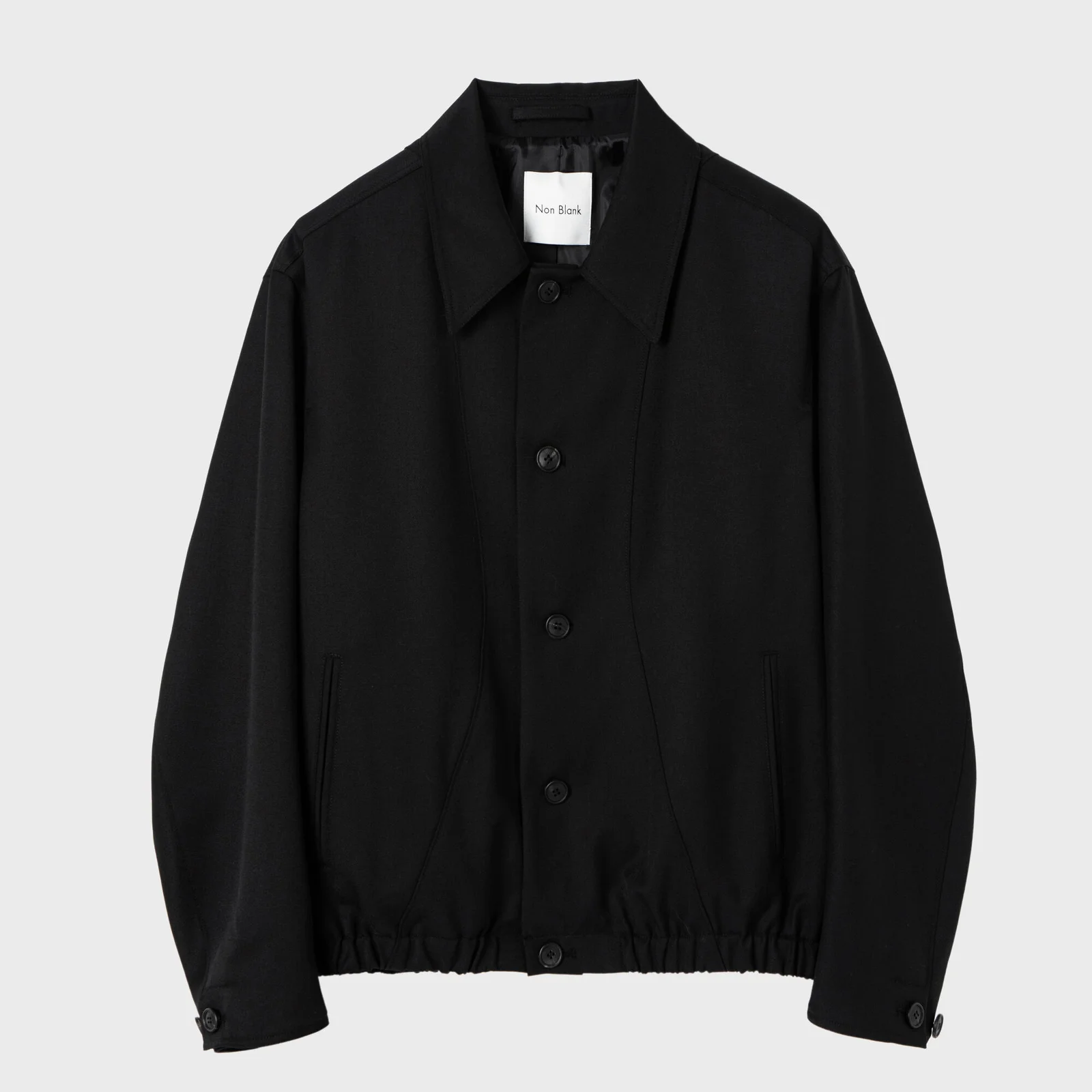 弧形 剪裁 羊毛 外套_BLACK / NC-JW024011-20