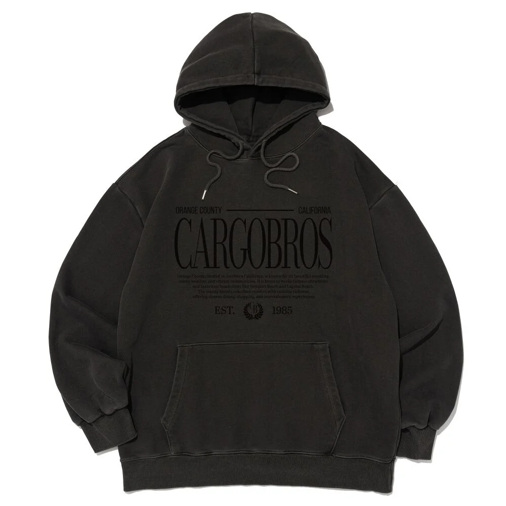EASTERN LOGO PIGMENT HOOD T-SHIRT (CHARCOAL)