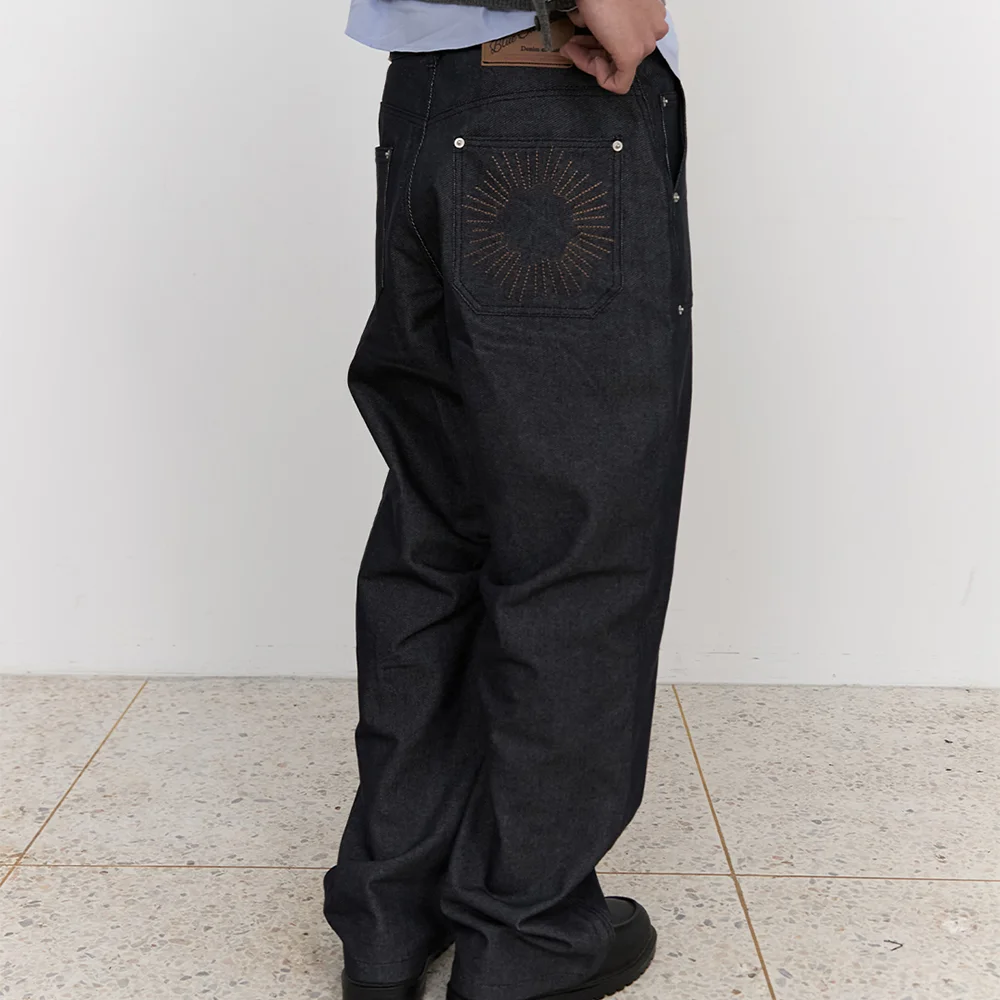 Bluesf curved denim carpenter pants