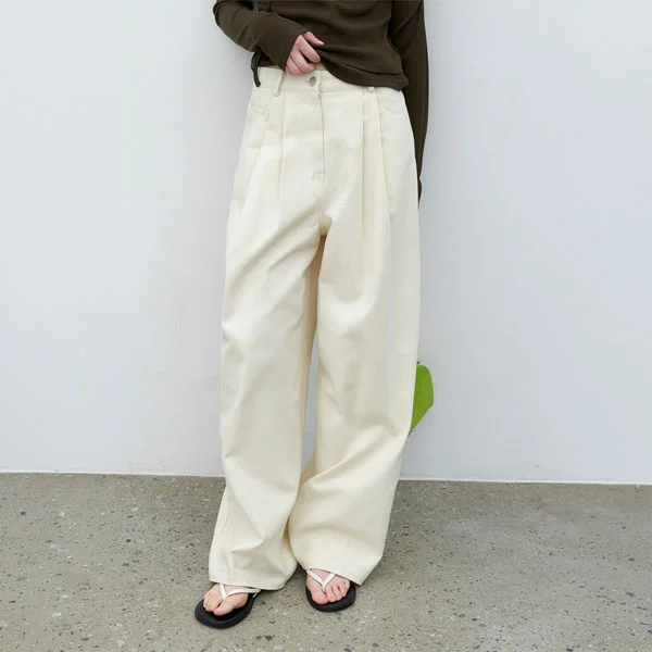 (PT-5813)COLORED TWO TUCK WIDE PANTS