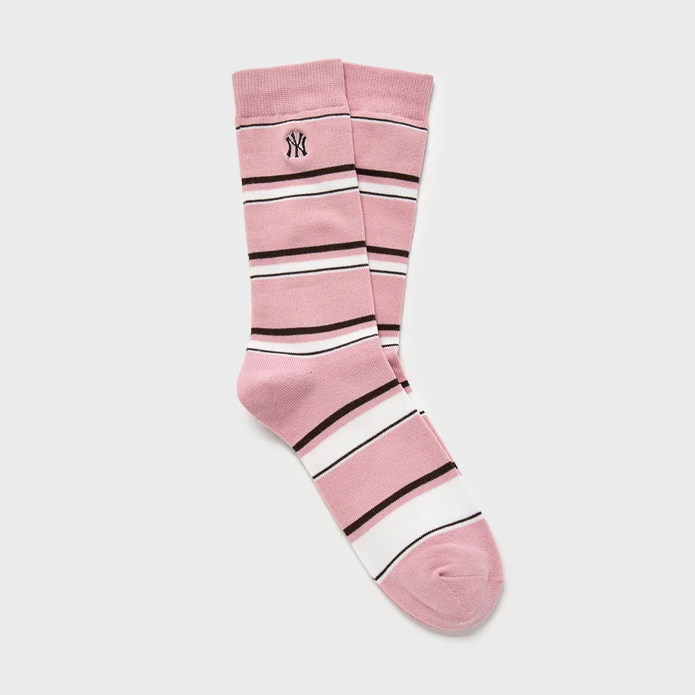 色 條紋 高筒襪 NY (Pink)