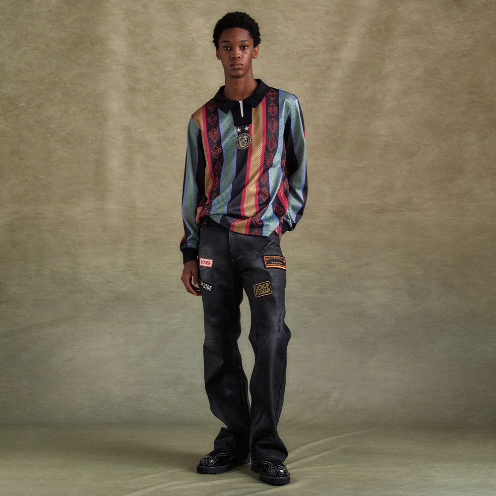 NAVAJO STRIPE L/S T-SHIRTS atb1297m(GREEN/YELLOW/BLACK)