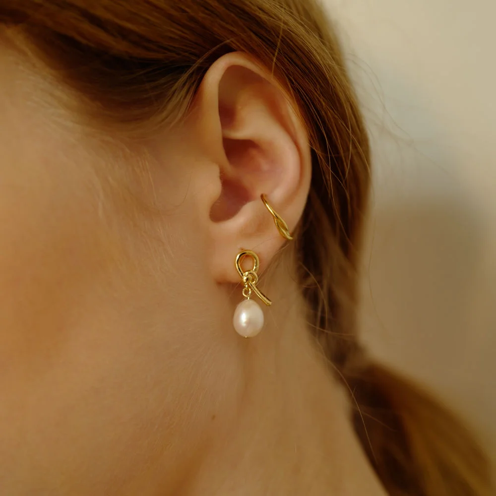 pearl ribbon drop earring ver.1