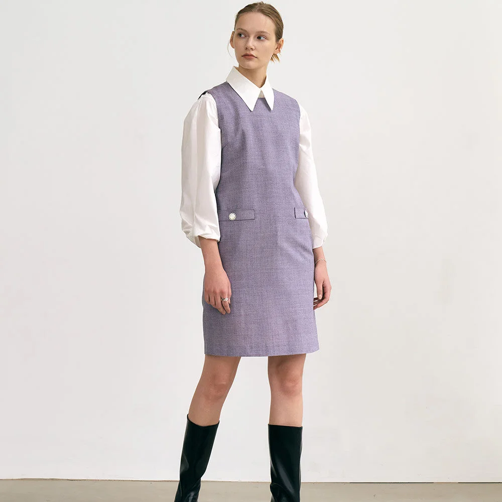 6W Violet vintage tweed midi dress