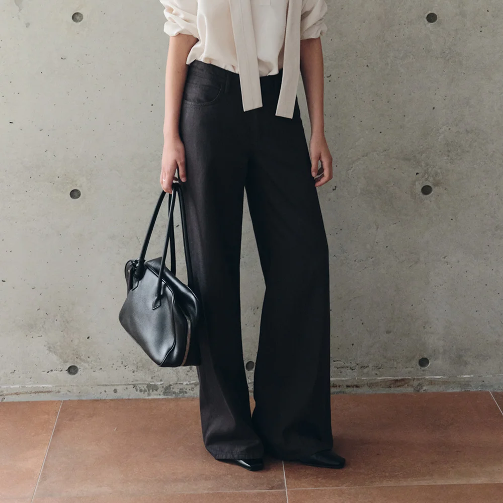 Maron Cotton Loose Pants (Charcoal)