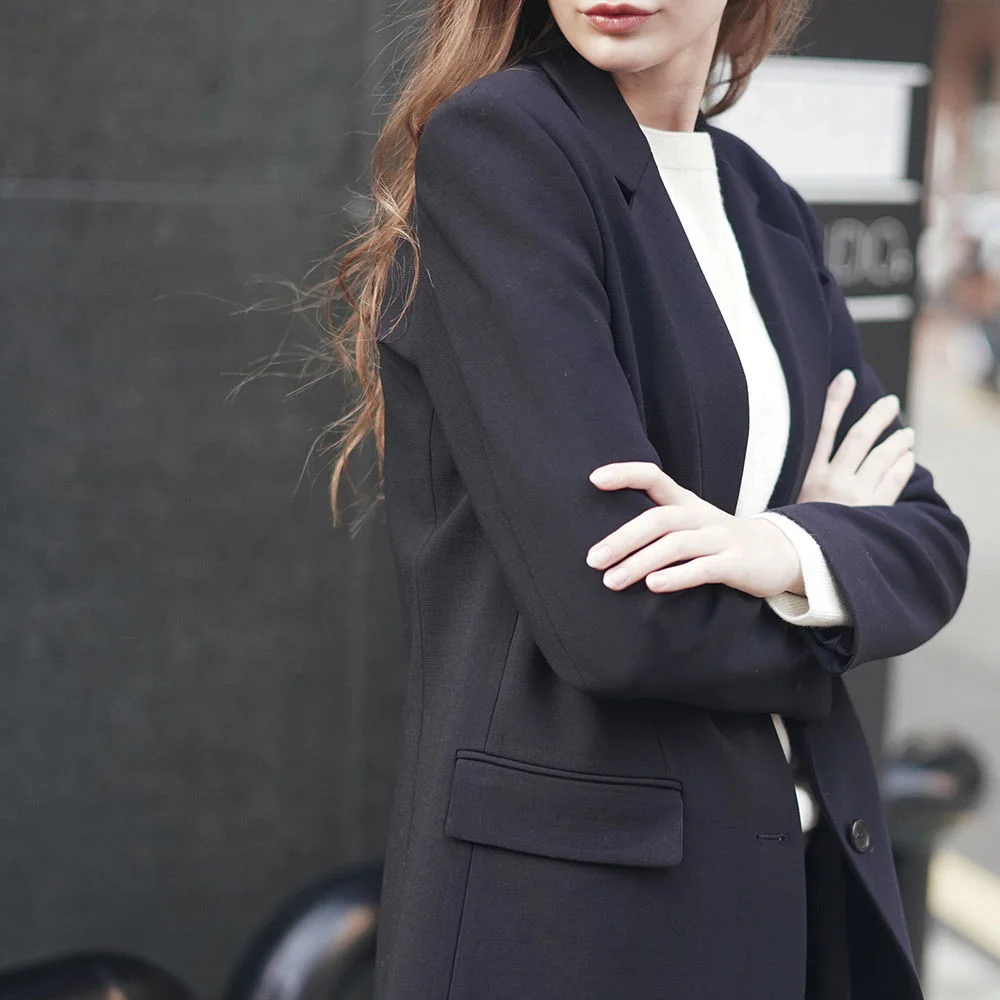 TWO-BUTTON SOLID JACKET NAVY
