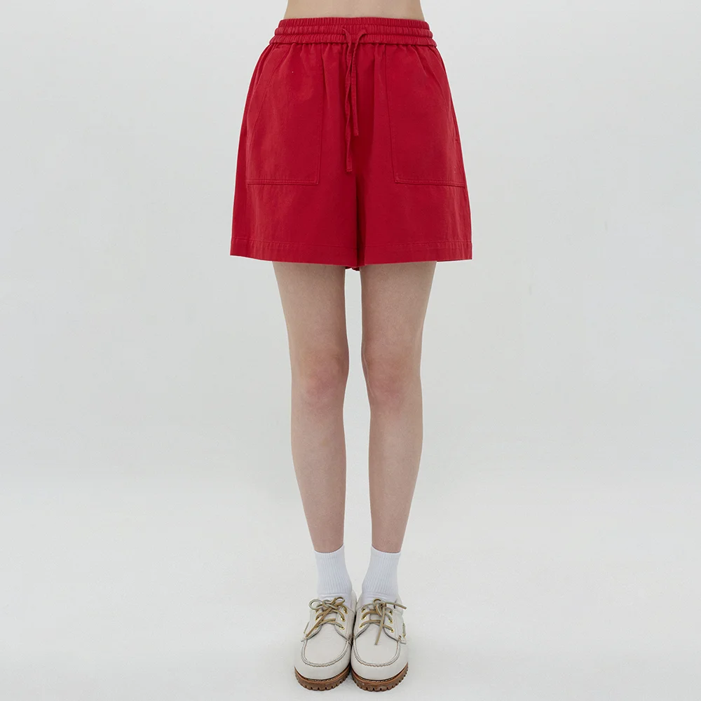 Washed Cotton Shorts (Red)