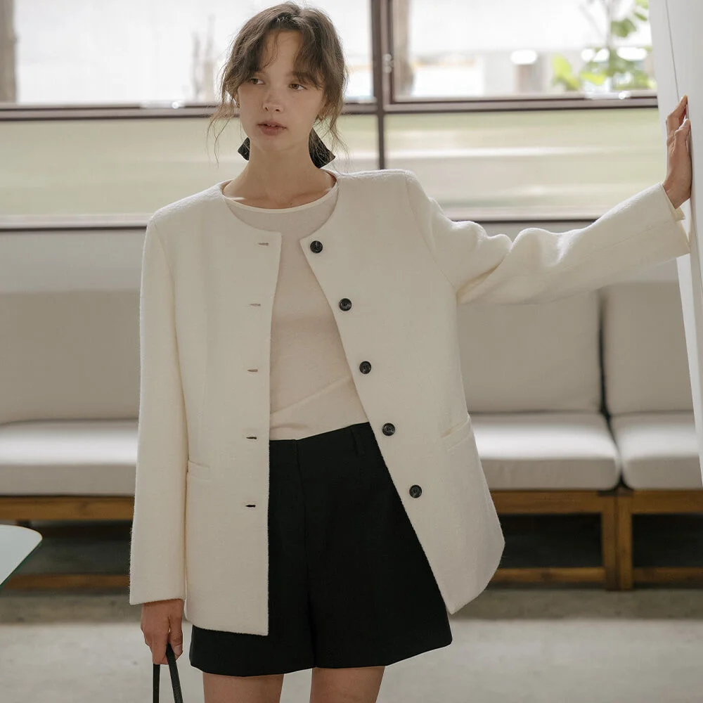 Wool blended tweed jacket _Ivory