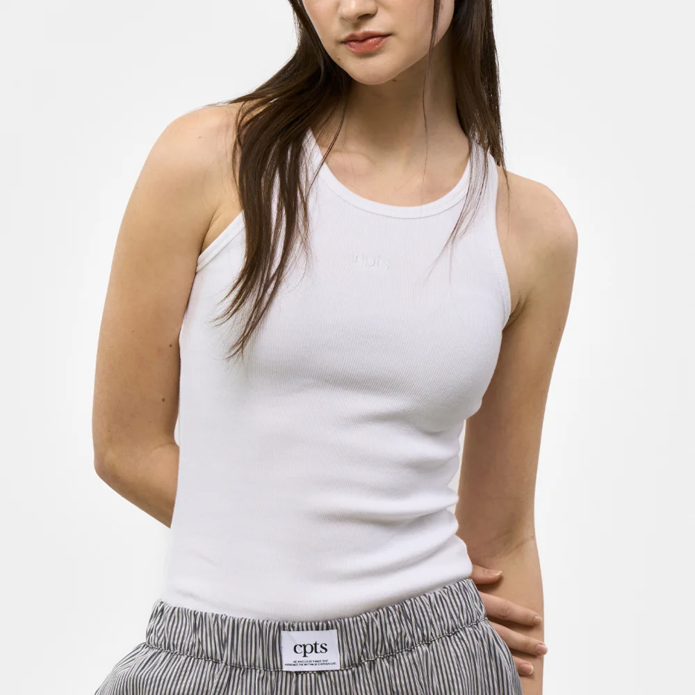 LOGO EMBROIDERED SLEEVELESS_WHITE
