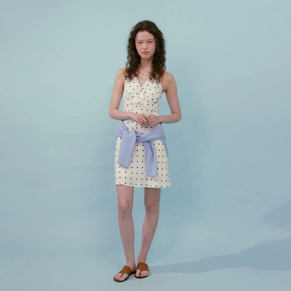 Dot Halter Dress (White)