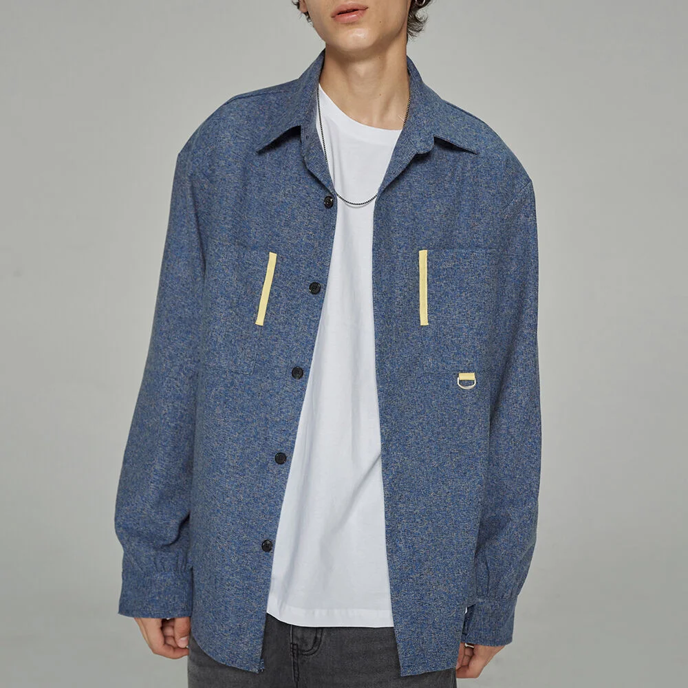 TAPING DOUBLE POCKET SHIRTS BLUE