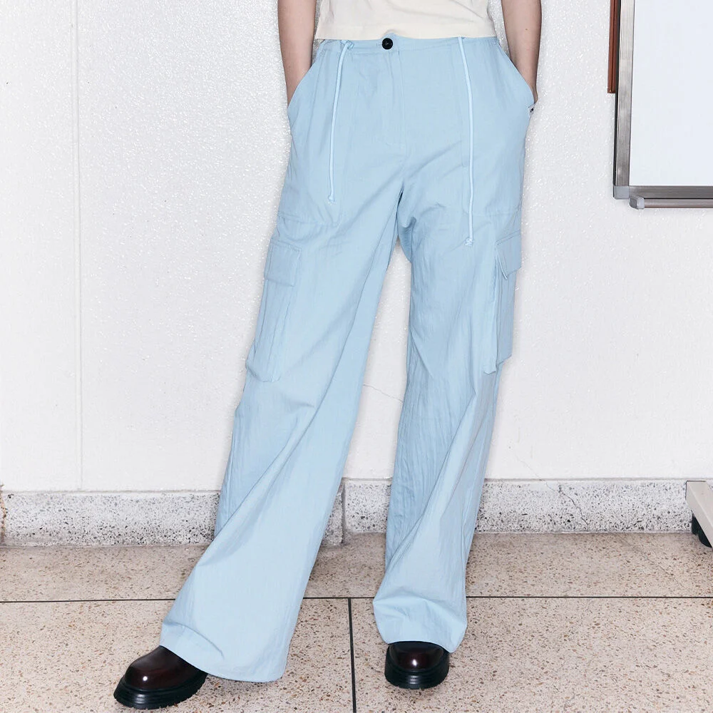 口袋 束繩 工裝 褲子