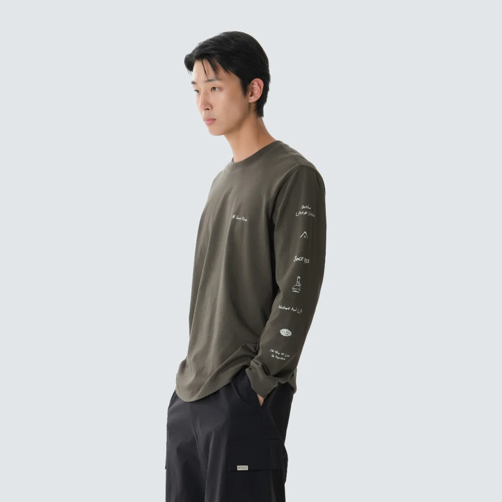 輕感保暖 衣袖 圖案 長袖 T恤 Dark Khaki (S26FUFTL24)