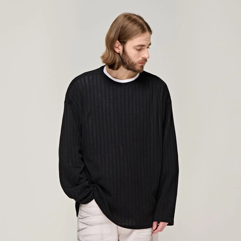 CB RIBBED ROUND OVER KNIT (BLACK)