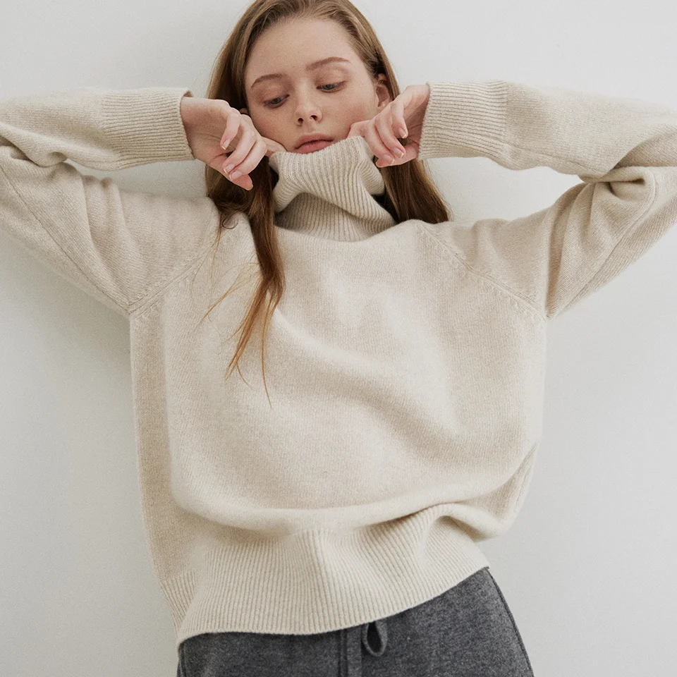 cashmere blended turtleneck (fade oatmeal)