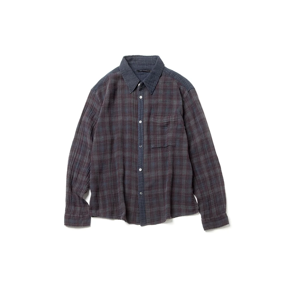 Double Face Shirt Over Dyed Blue Charcoal