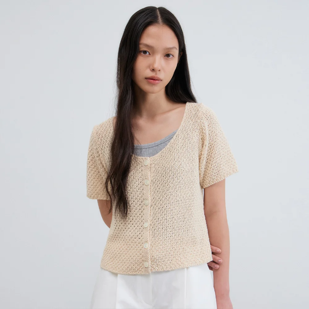 RAVE PUNCHING CARDIGAN_NATURAL BEIGE