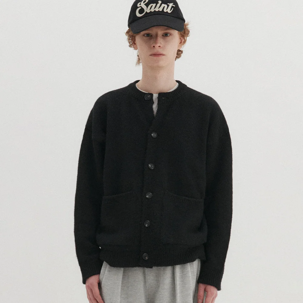 基本款 圓領 開襟外套 黑色