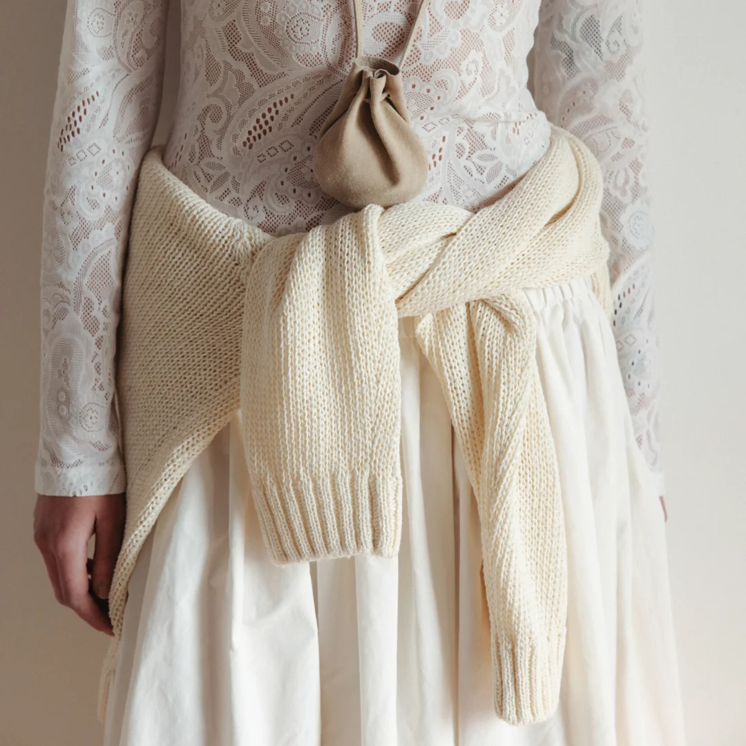 Boat neck knit (ivory / brown)