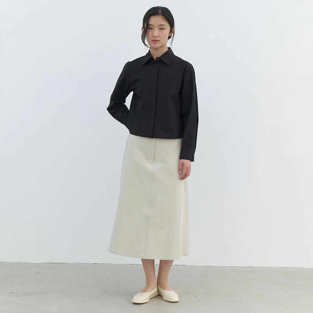 cotton A-line skirt-oatmeal