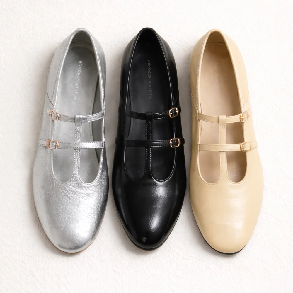 5Colors_手工製 Libby 光澤 肩帶 平底鞋 I KM167