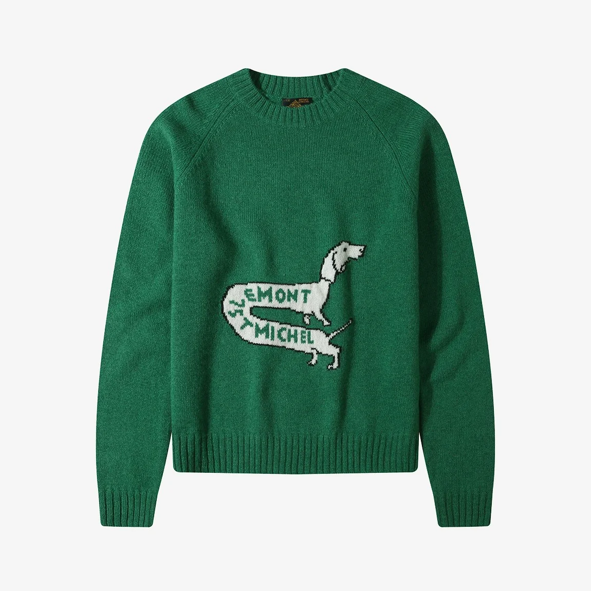DOG illust pullover knit_Green