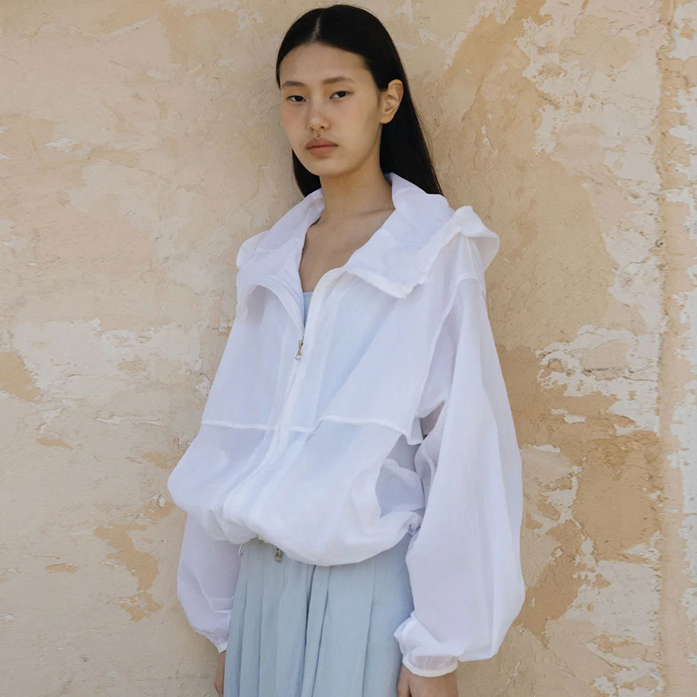 Hooded Windbreaker(White)
