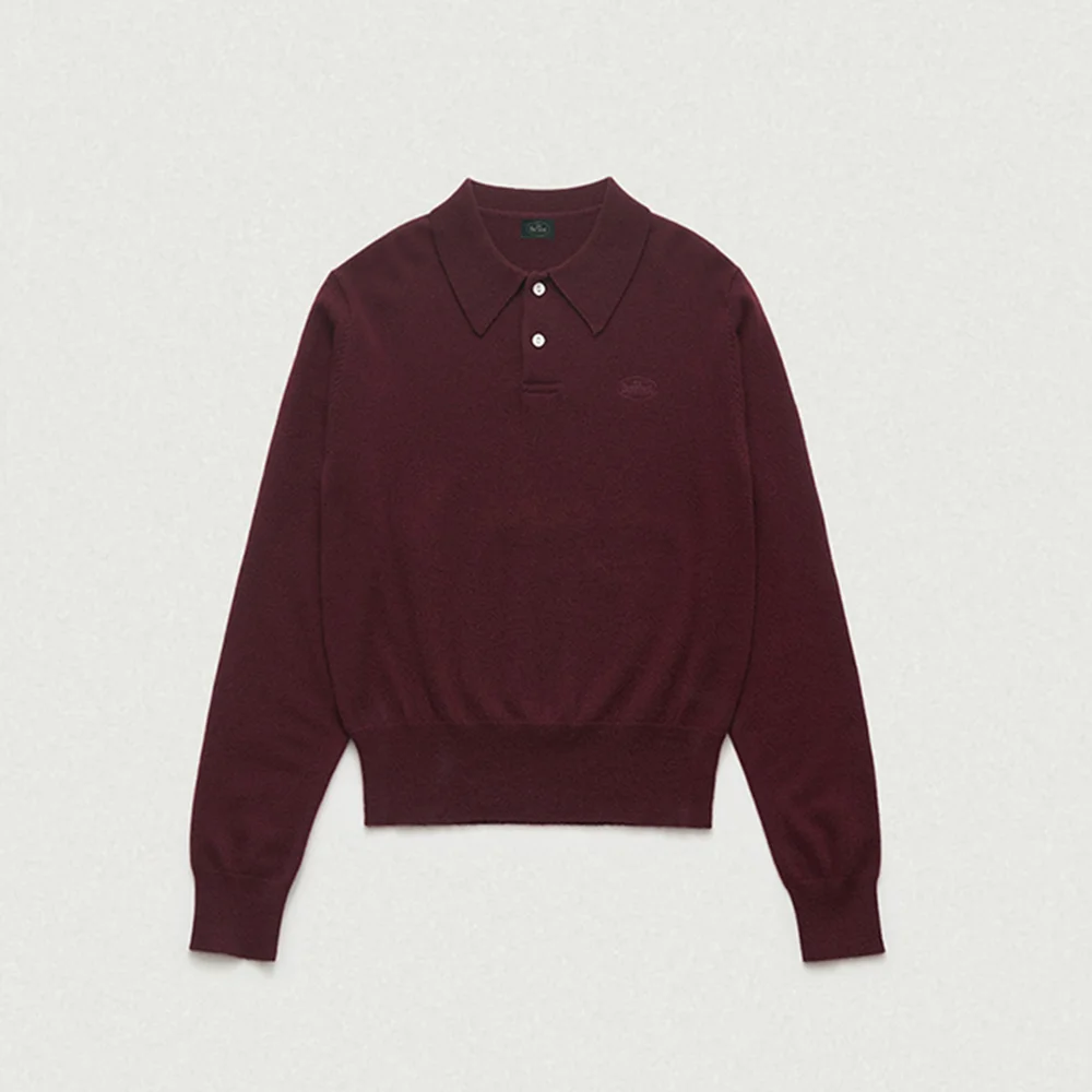Cashmere Wimblyn Knit Polo Shirt_Burgundy