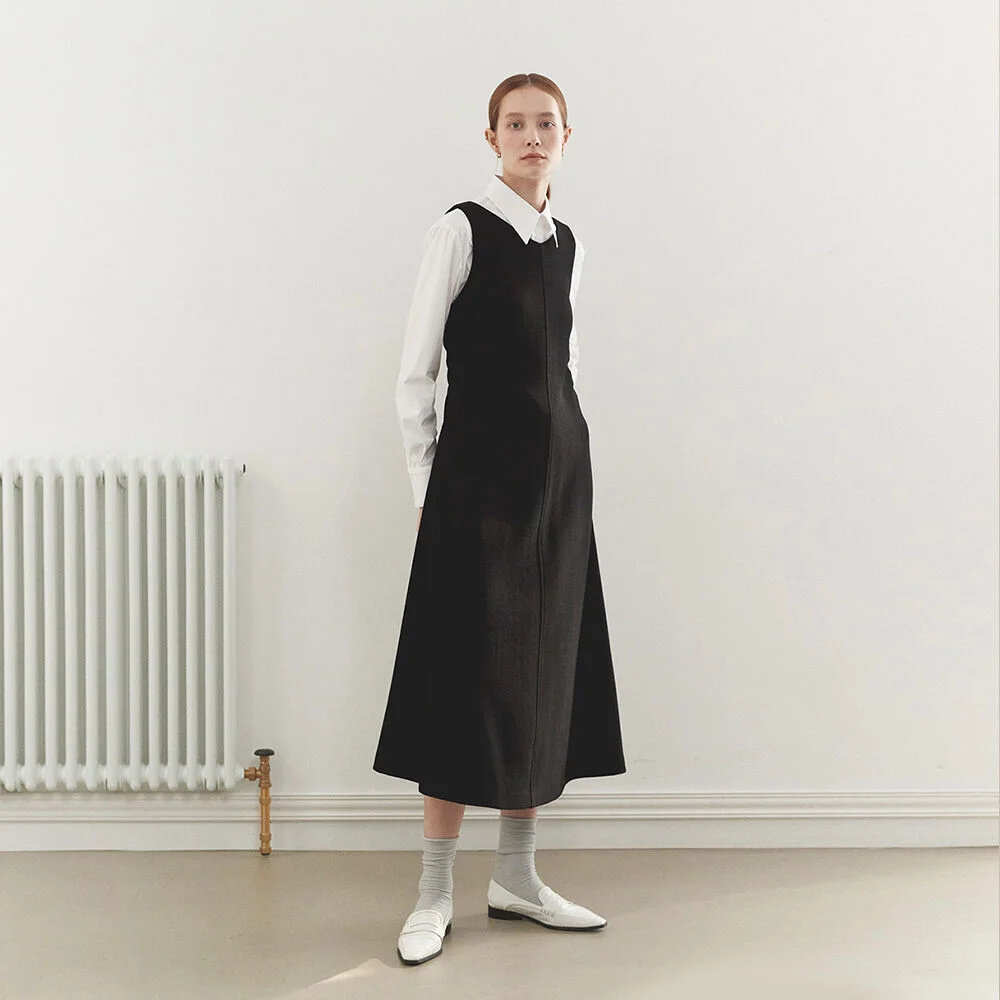 SIDE STRING DRESS(moat black)