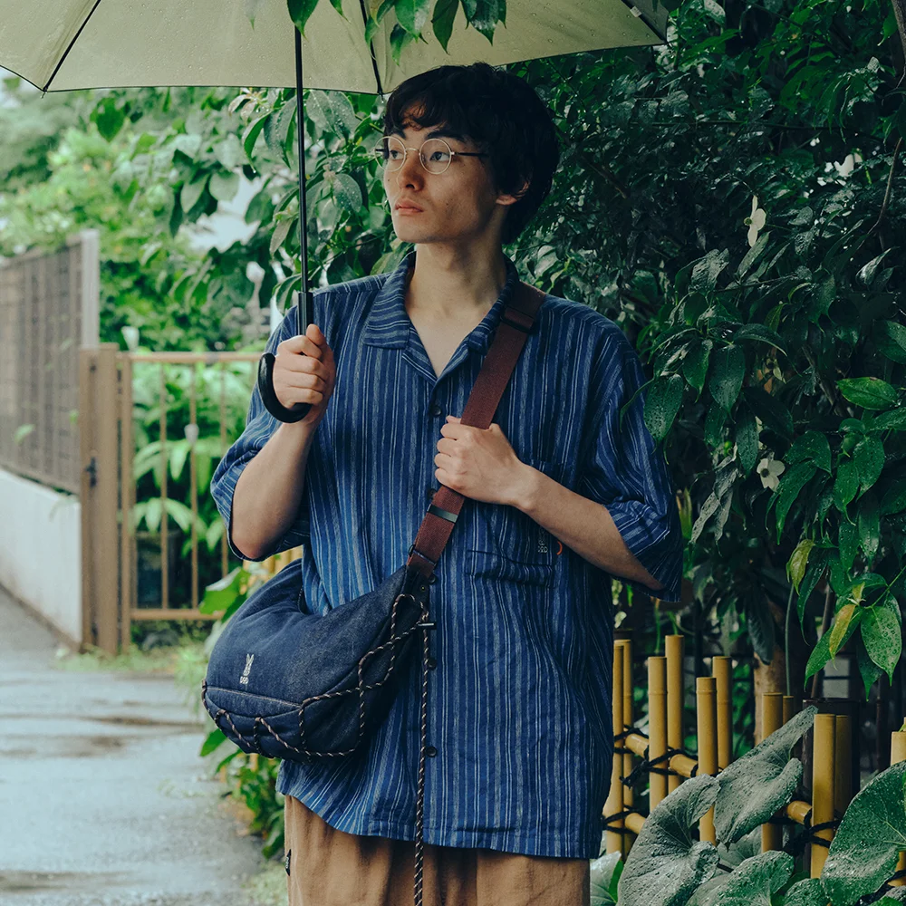 Masa 條紋 短袖 襯衫(BLUE)
