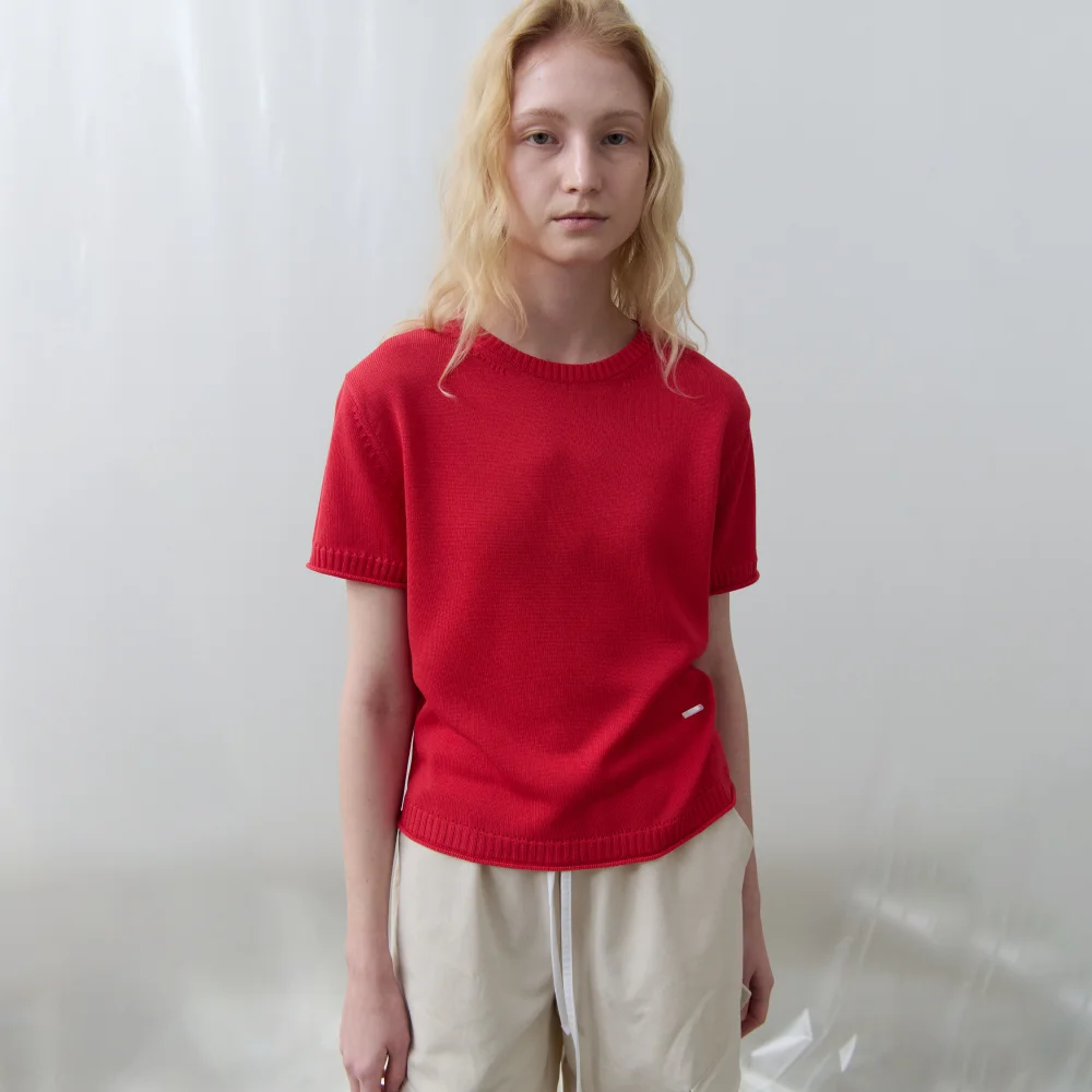 Silk Tencel Half Sleeve Knit (Red)