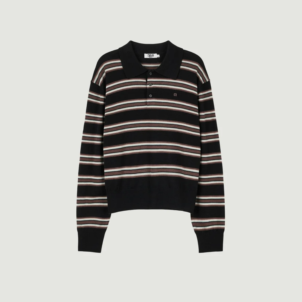 26FW TESSA STRIPE COLLAR KNIT (BLACK)
